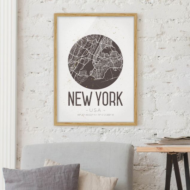 Kitchen New York City Map - Retro
