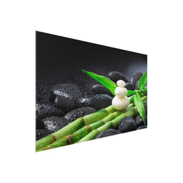 Floral canvas White Stones On Bamboo