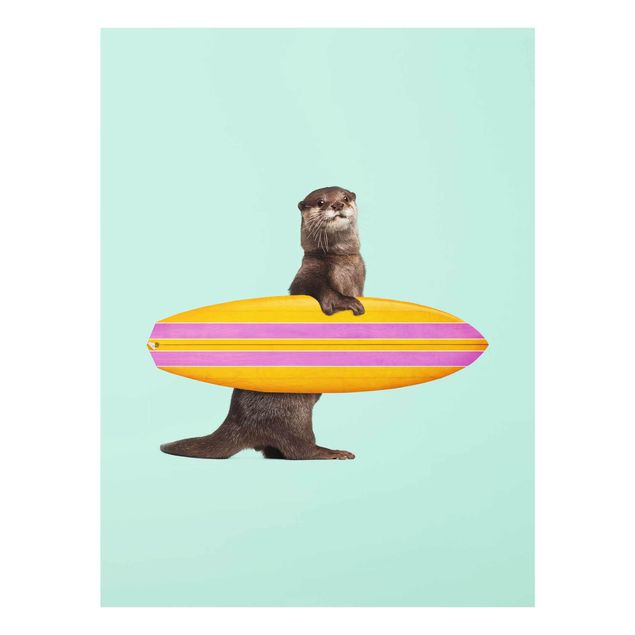 Canvas art Otter With Surfboard