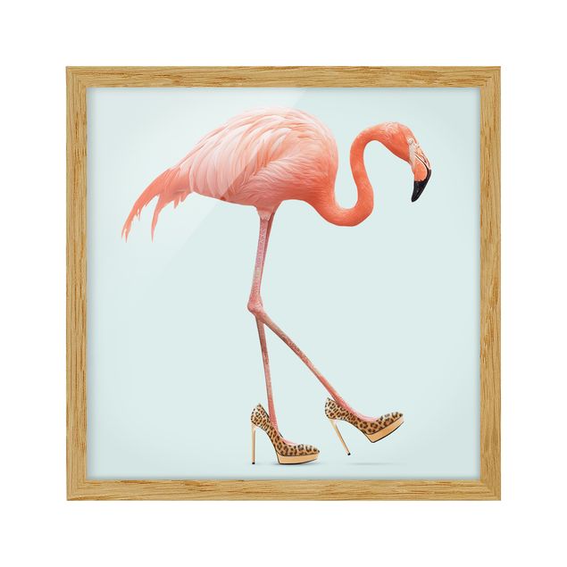 Modern art prints Flamingo With High Heels