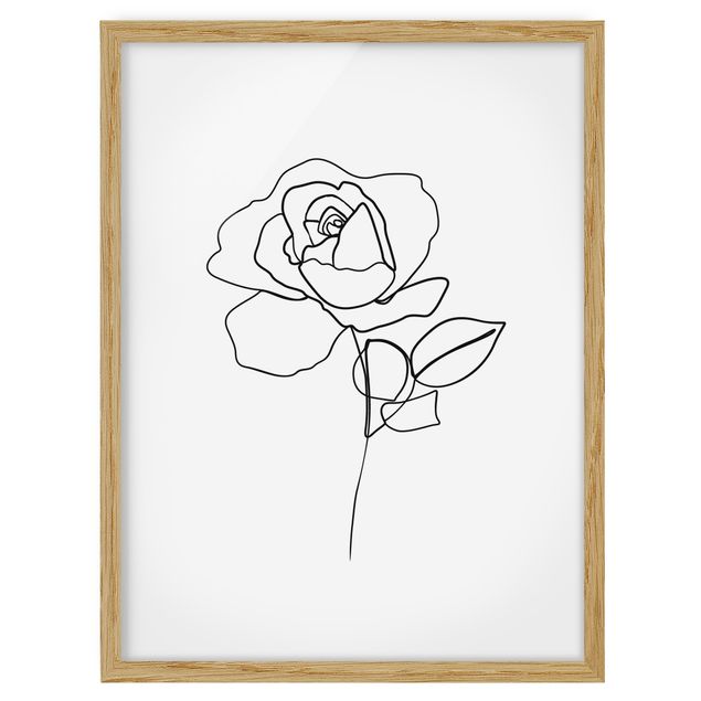 Prints floral Line Art Rose Black White
