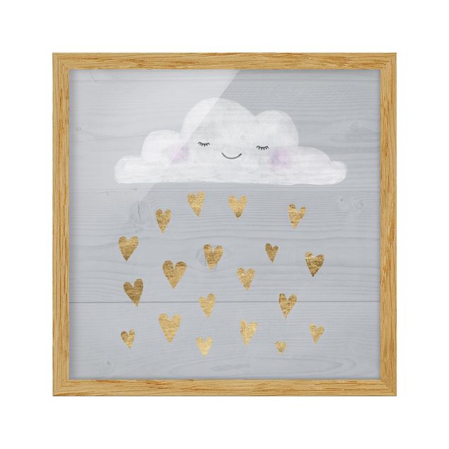 Love canvas wall art Cloud With Golden Hearts