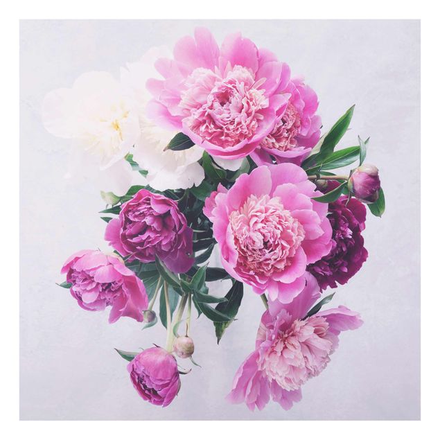 Floral canvas Peonies Shabby Pink White