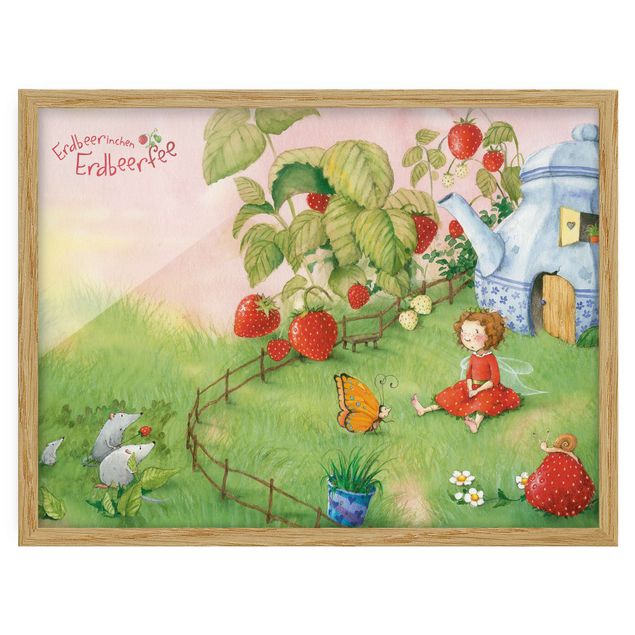 Red canvas wall art Little Strawberry Strawberry Fairy - In The Garden