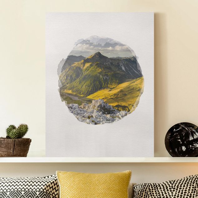 Kitchen WaterColours - Mountains And Valley Of The Lechtal Alps In Tirol