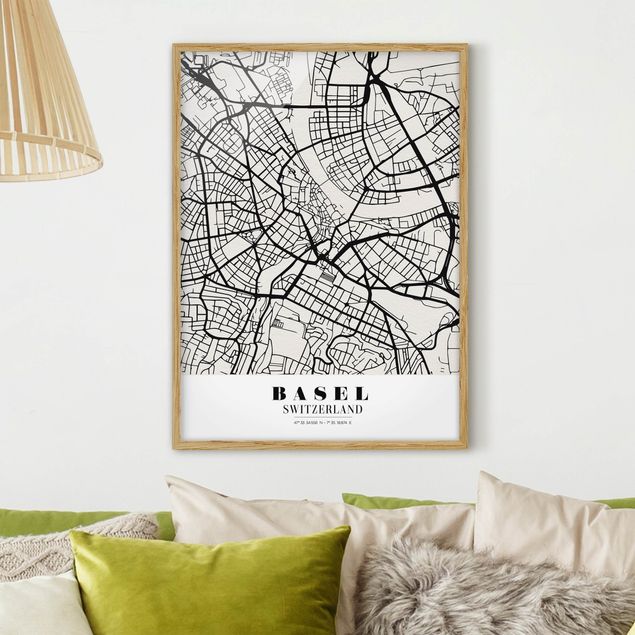 Framed world map Basel City Map - Classic