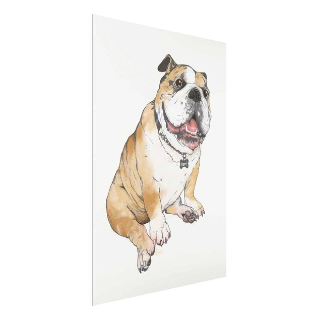 Glass prints pieces Illustration Dog Bulldog Painting