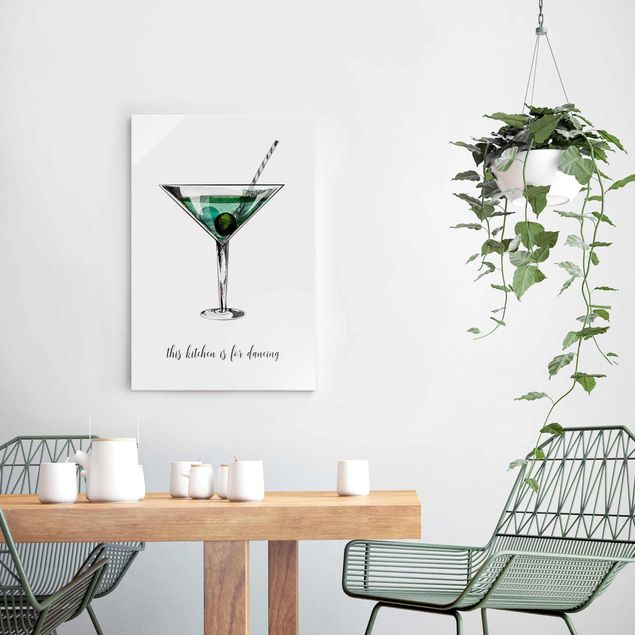 Glass prints sayings & quotes Kitchen Is For Dancing - Drawing