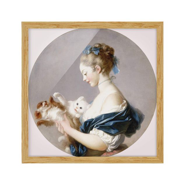 Canvas art Jean Honoré Fragonard - Girl playing with a Dog and a Cat