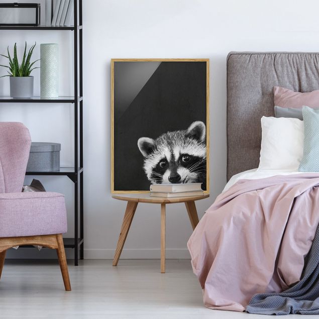 Art prints Illustration Racoon Black And White Painting