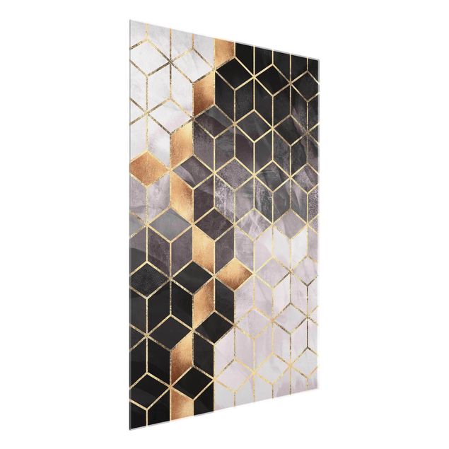 Canvas art Black And White Golden Geometry