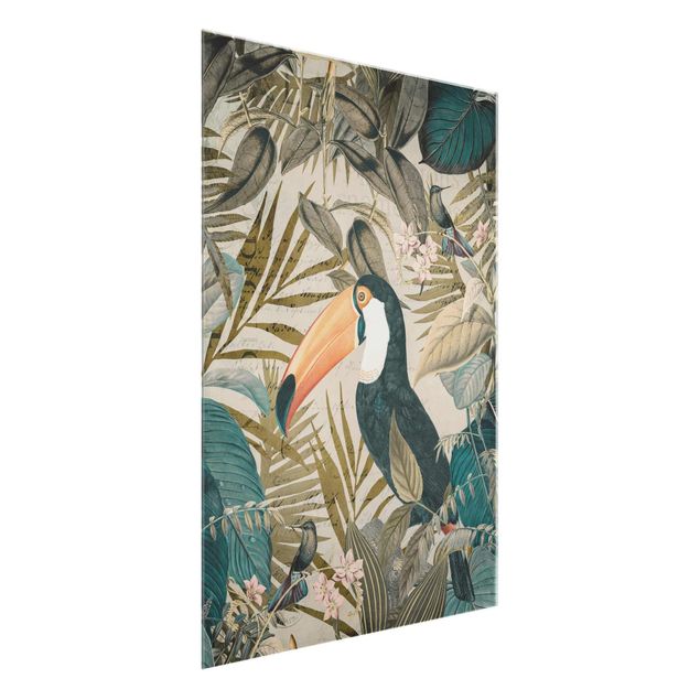Vintage wall art Vintage Collage - Toucan In The Jungle