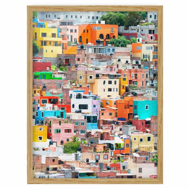 Framed art prints Coloured Houses Front Guanajuato