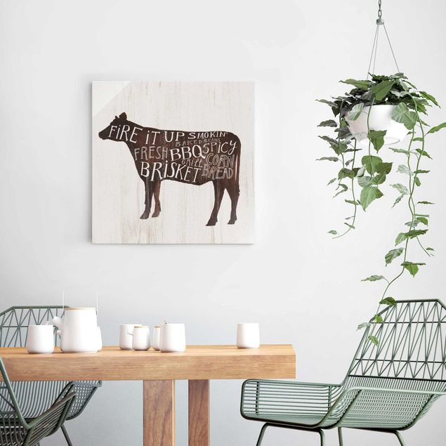 Glass prints sayings & quotes Farm BBQ - Cow