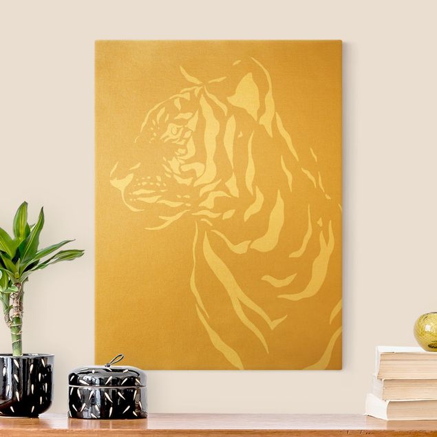 Modern art prints Safari Animals - Portrait Tiger Beige
