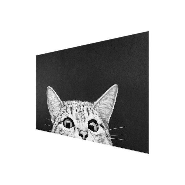Glass prints pieces Illustration Cat Black And White Drawing