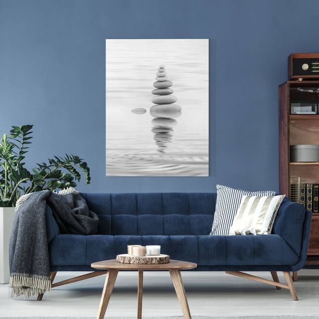 Canvas prints stone Stone Tower In Water Black And White