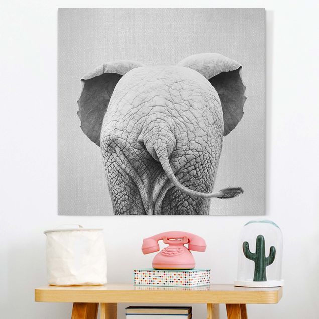 Canvas prints elefant Baby Elephant From Behind Black And White