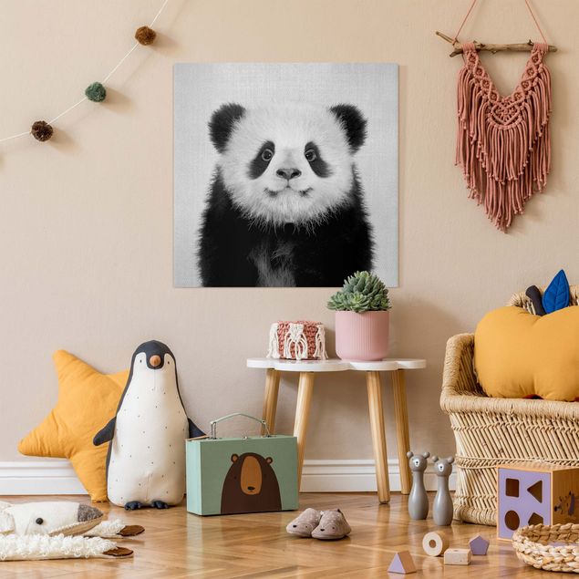 Black and white canvas art Baby Panda Prian Black And White