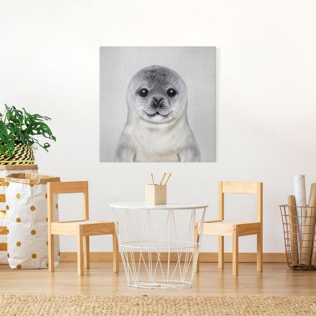 Wall art black and white Baby Seal Ronny
