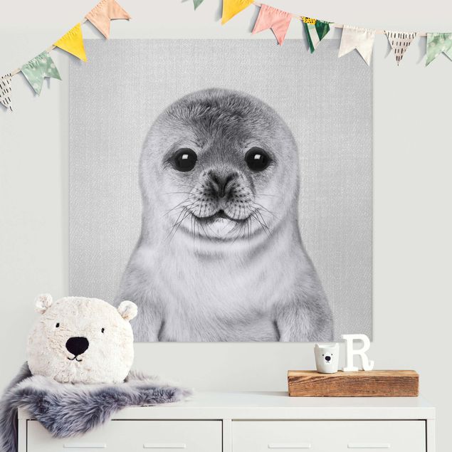 Kids room decor Baby Seal Ronny Black And White