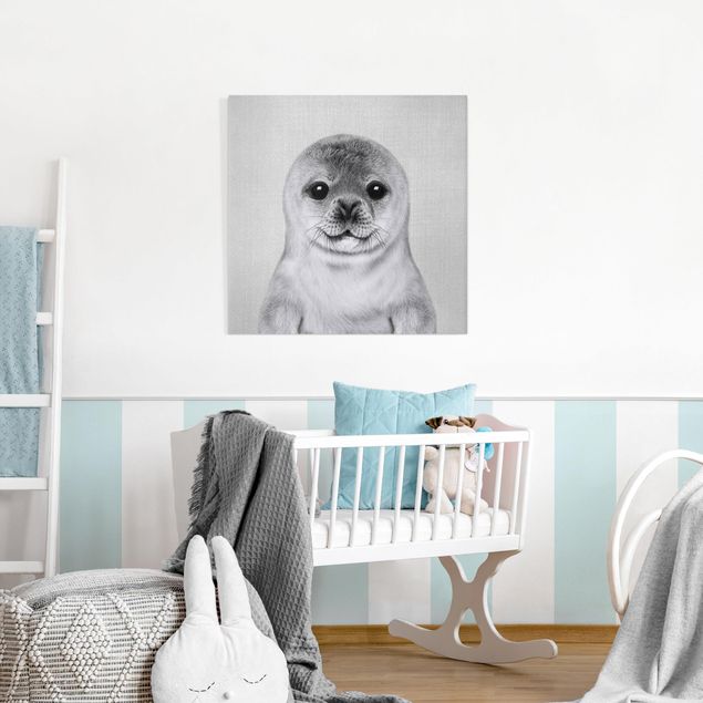 Lion wall art Baby Seal Ronny Black And White