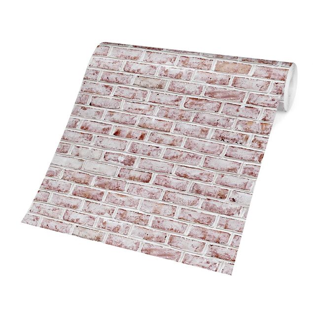 Wallpapers stone Brick Wall Shabby Painted White