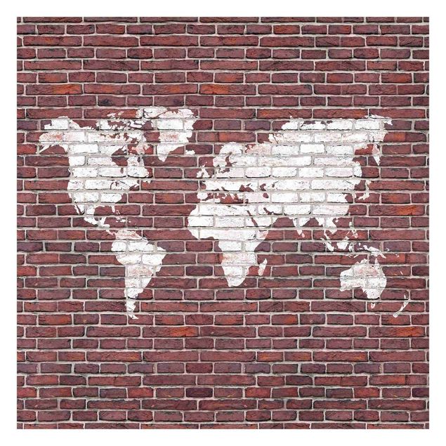 Adhesive wallpaper Brick World Map