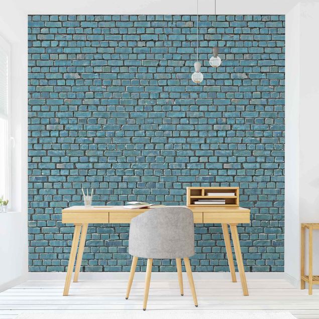 Wallpapers brick Brick Tile Wallpaper Turquoise Blue