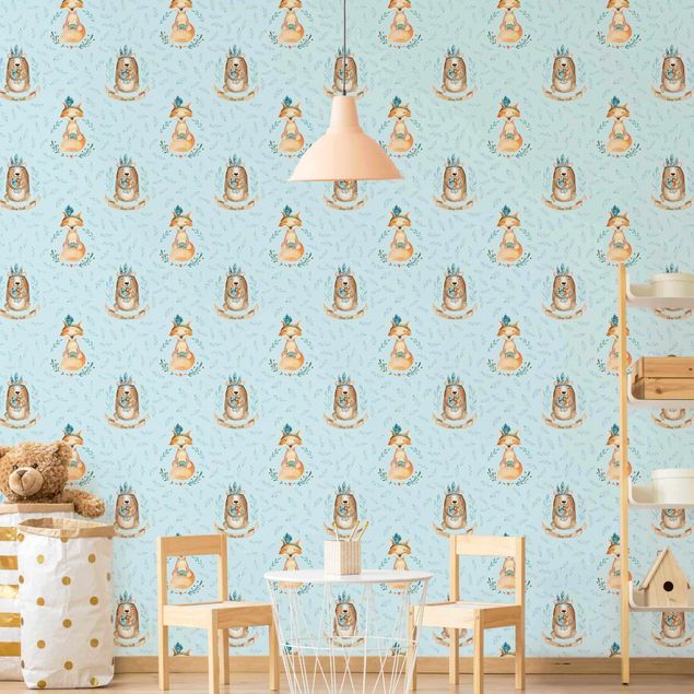 Wallpapers animals Bears And Foxes In Front Of Blue