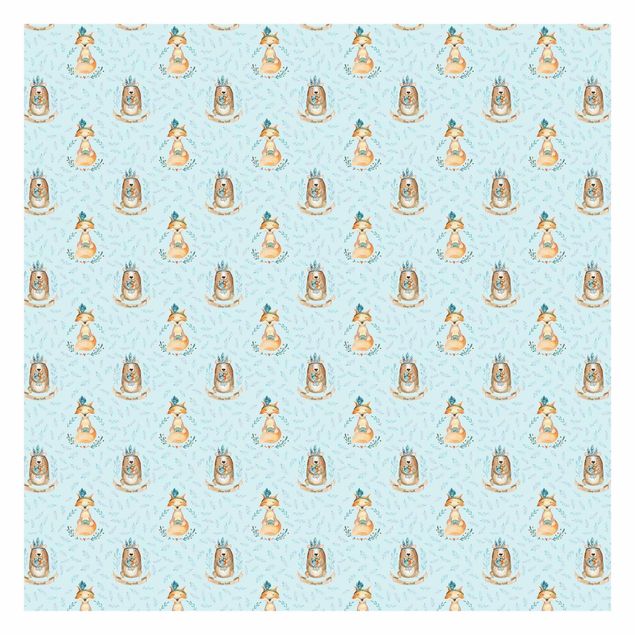 Adhesive wallpaper Bears And Foxes In Front Of Blue