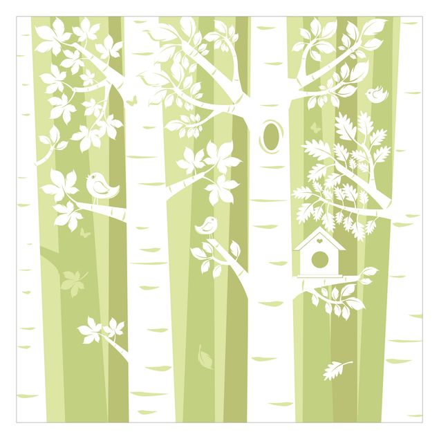 Peel and stick wallpaper Trees In The Forest Green