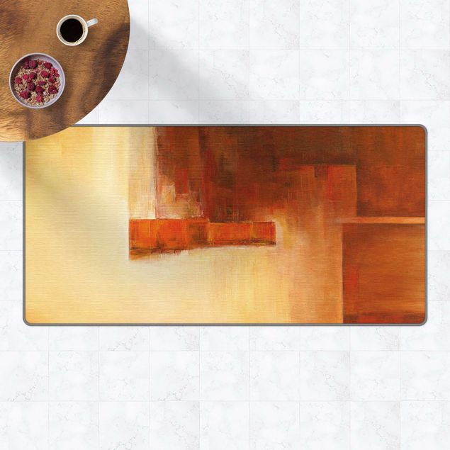 modern abstract rug Balance Orange Brown