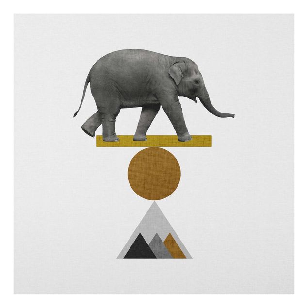Grey canvas wall art Art Of Balance Elephant