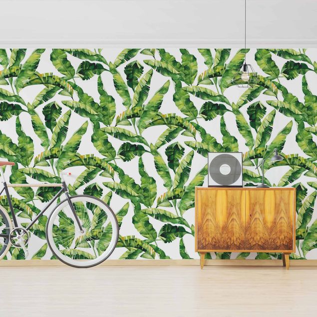 Wallpapers modern Banana Leaf Watercolour Pattern