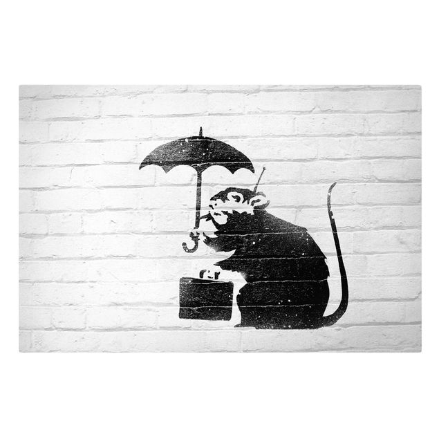 Prints Banksy - Rat With Umbrella
