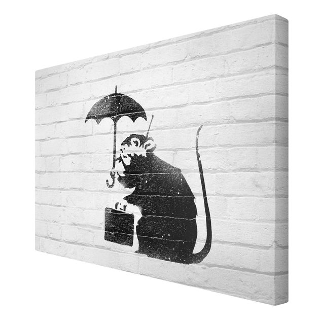 Canvas prints Banksy - Rat With Umbrella