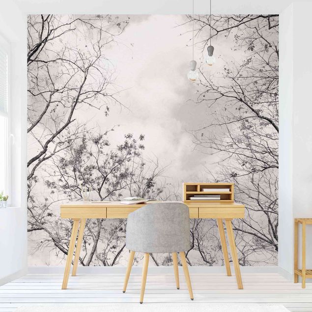 Wallpapers modern Treetops In The Sky In Warm Grey