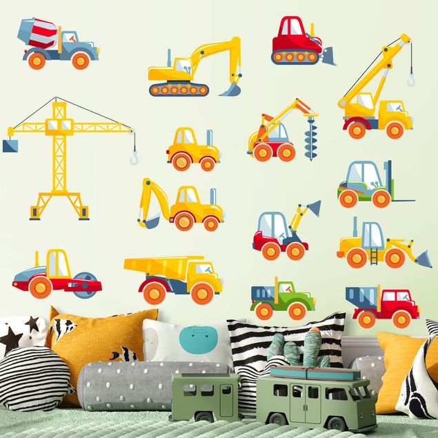 Wall stickers construction-site Plan site vehicles set