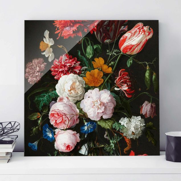 Glas Magnettafel Jan Davidsz De Heem - Still Life With Flowers In A Glass Vase