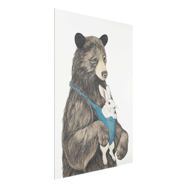 Glass prints pieces Illustration Bear And Bunny Baby
