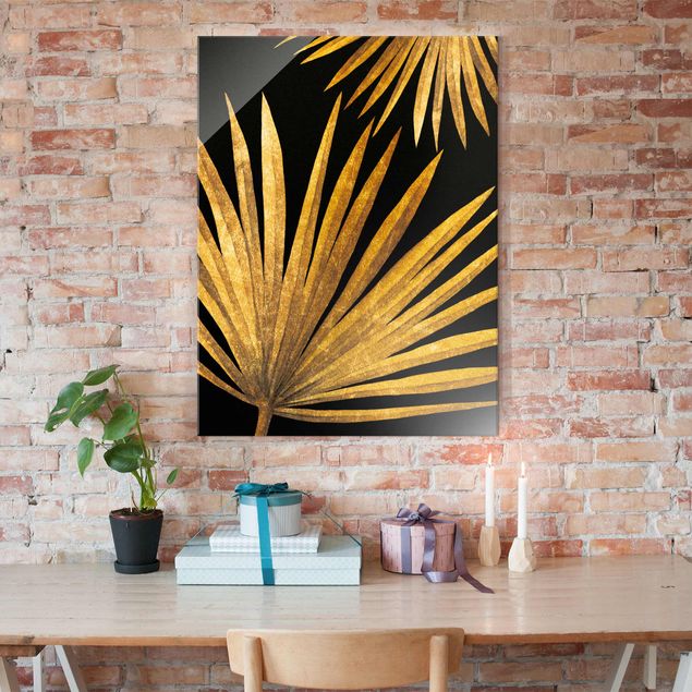 Kitchen Gold - Palm Leaf On Black