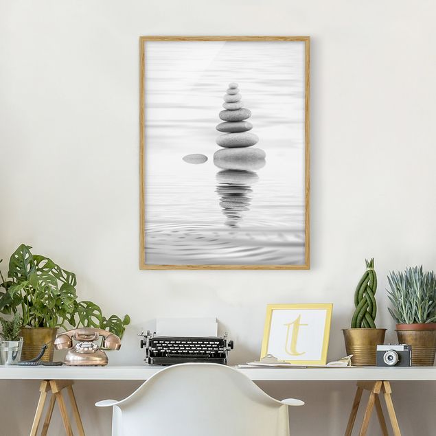 Art prints Stone Tower In Water Black And White