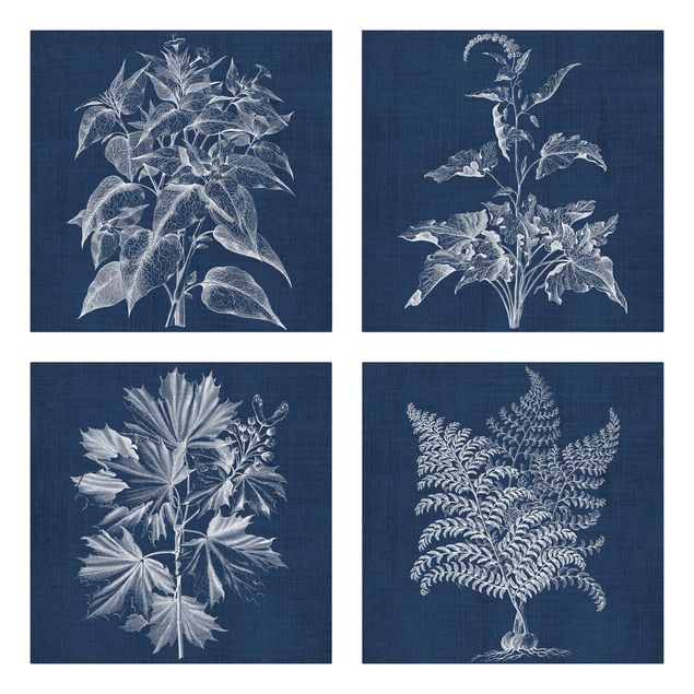 Modern art prints Denim Plant Study Set II