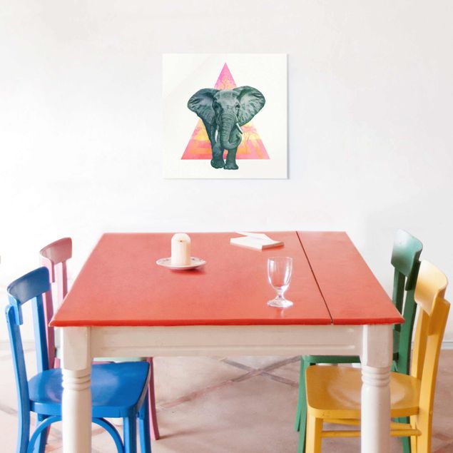Prints elefant Illustration Elephant Front Triangle Painting