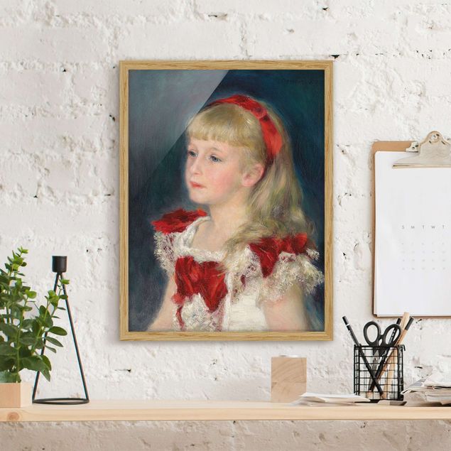 Impressionist art Auguste Renoir - Mademoiselle Grimprel with red Ribbon