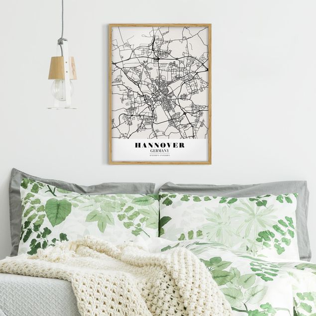Framed world map Hannover City Map - Classic