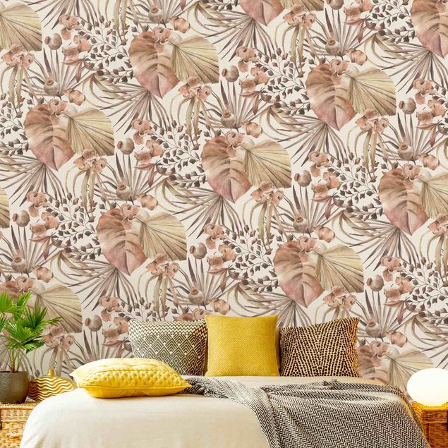 Wallpapers patterns Beige Palm Leaves