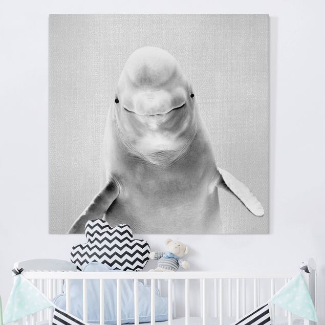 Canvas prints fishes Beluga Whale Bob Black And White