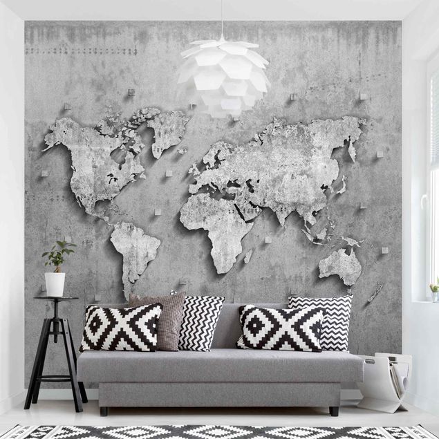 Modern wallpaper designs Concrete World Map